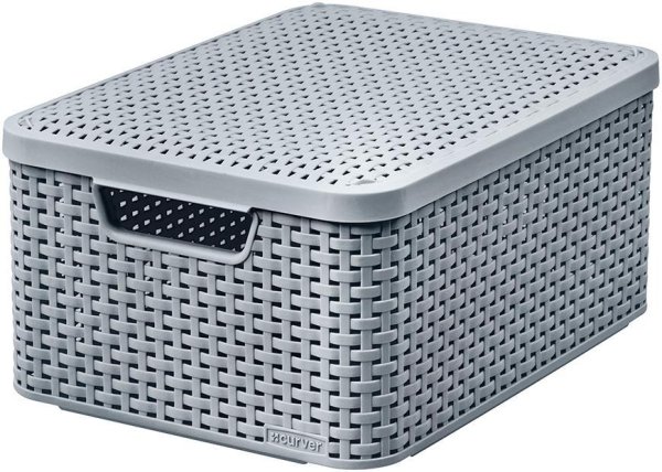 Košík Curver® STYLE M, sivý, 29,3x39,3x18,7 cm, box s vekom