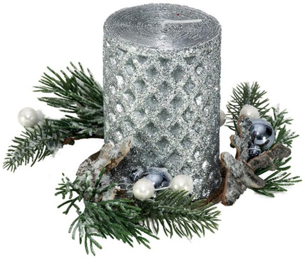 Svietnik MagicHome Vianoce, 15x15x10 cm, strieborný, sviečka