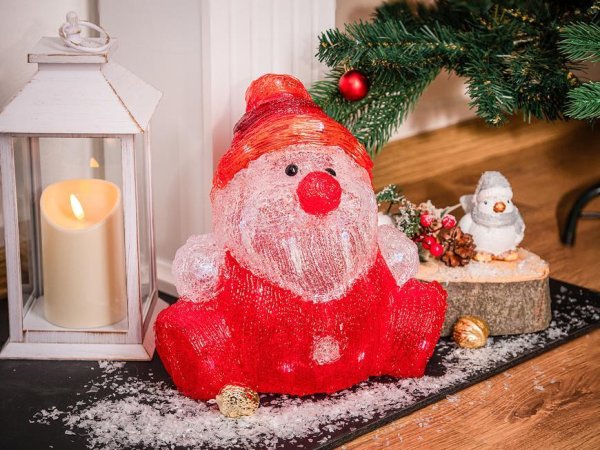 Dekorácia MagicHome Vianoce, Santa klaus, 30 LED, časovač, akryl, 3xAA, IP44, exteriér, 24x21x24 cm 