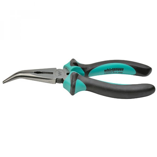 Kliešte whirlpower® 15603-211 160 mm, vyhnuté, s dlhým nosom, Cr-V, Satin, DIN5745