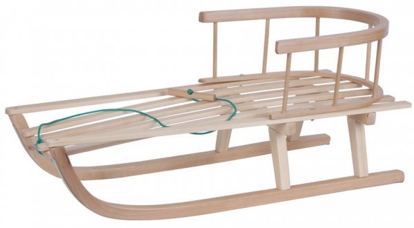 Sane 89x34x40cm, sánky drevené, s opierkou, s popruhom