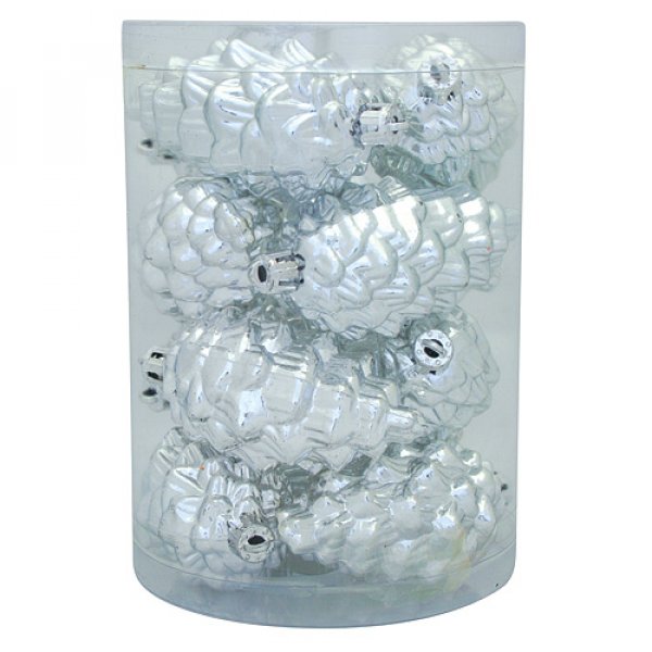 Ozdoba MagicHome Vianoce, 12 ks, strieborná, šišky