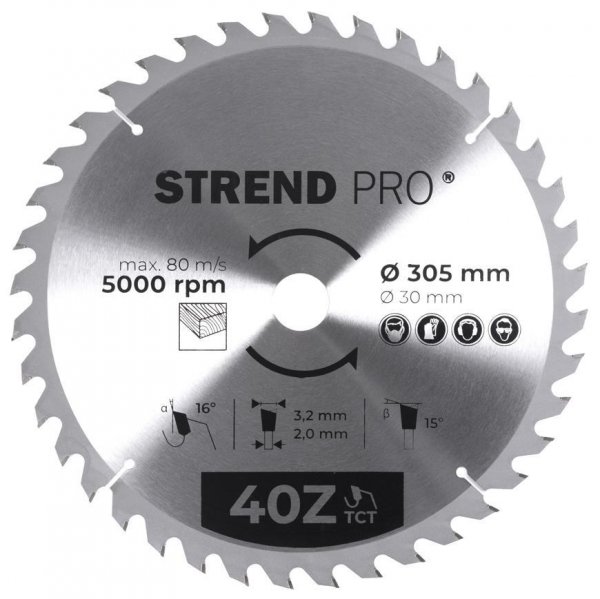 Kotúč Strend Pro TCT 305x3.2x30/20 mm 40T, na drevo, pílový, SK plátkami