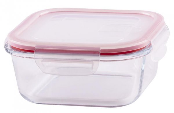 Doza MagicHome BSG1, 0750 ml, 15x15x6 cm, štvorcová, borosilikátové sklo/PP, Clip