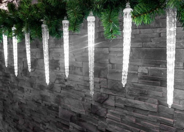 Reťaz MagicHome Vianoce Icicle, 352 LED studená biela, 16 cencúľov, vodopádový efekt, 230 V, 50 Hz, 