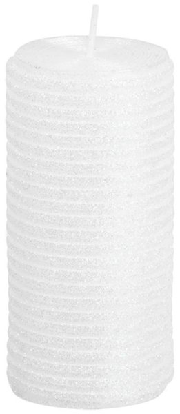 Sviečka MagicHome Vianoce, 5x9,5 cm, biela, s glitrami