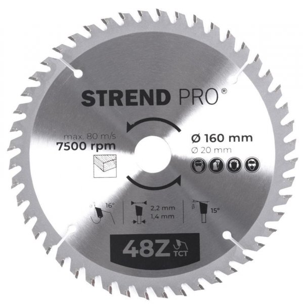 Kotúč Strend Pro TCT 160x2.2x20 mm 48T, na drevo, pílový, SK plátkami