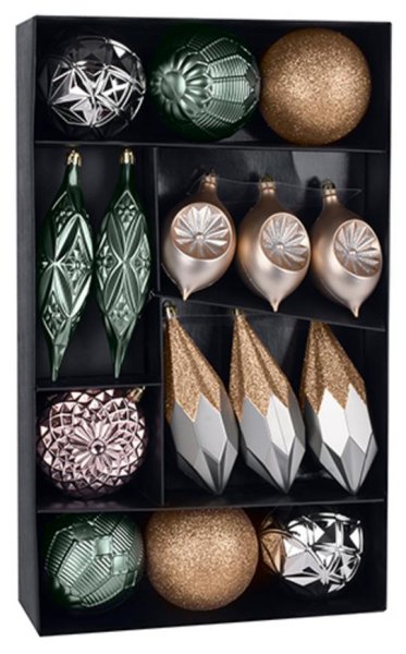 Gule MagicHome Vianoce, set, 15 ks, medeno - zelené, na vianočný stromček, 8-15 cm