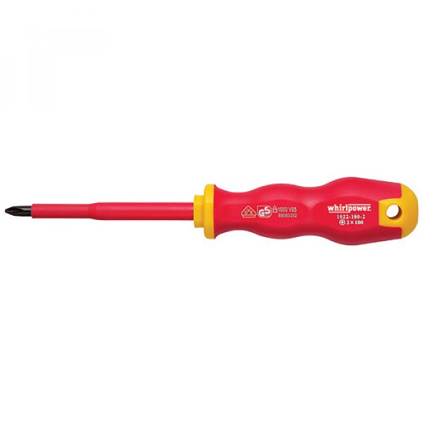 Skrutkovač Whirlpower® 1023, PZ0/060 mm, Pozidriv, DIN8764, VDE 1000, elektrikársky
