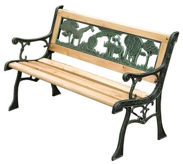 Lavička záhradná MINI JUMANJI, kov/drevo, malá, 82 x 50 x 39 cm