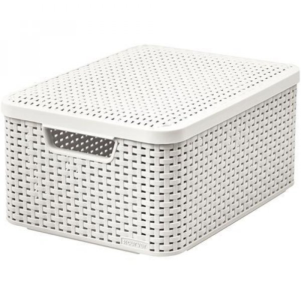 Košík Curver® STYLE2 LID M, krémový, 38x29x17 cm, s vekom
