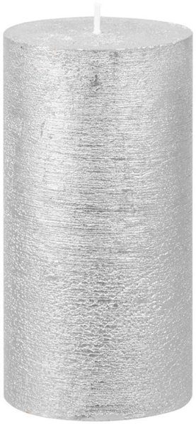 Sviečka MagicHome Vianoce, 6,9x13 cm, strieborná, metalický efekt