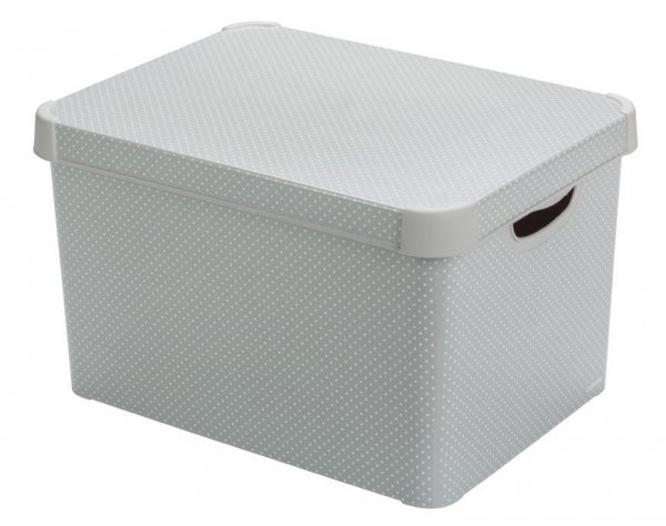 Box Curver® DECO STOCKHOLM L, Grey/dots, 40x25x30 cm