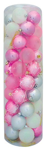 Gule MagicHome Vianoce, 50 ks, ružové, strieborná, biela, 6 cm