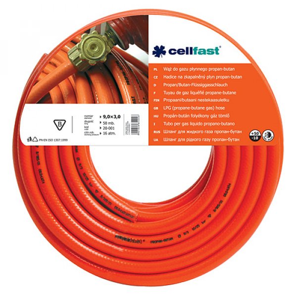 Hadica Cellfast 20-001 na plyn, LPG 9,0x3,0 mm, L-50 m