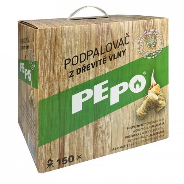 Podpaľovač PE-PO®, drevitá vlna, 150 kúskov