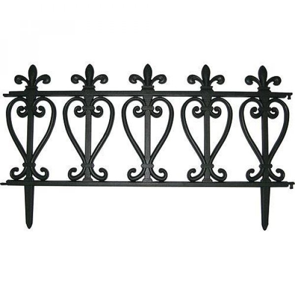 Ohrada Gardens F419, 61,5x33.5 cm, 240 cm/set, 4 ks, plastový, čierny, mini plot