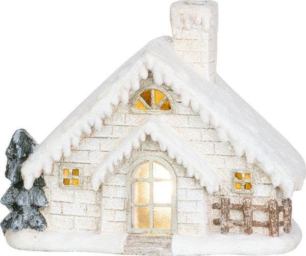 Dekorácia MagicHome Vianoce, Domček s komínom, keramika,, 40 cm, LED
