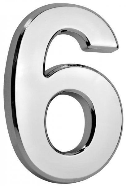 Číslo MagicHome ´6´, domové, s lepiacou páskou, strieborné, 70x100 mm, ABS