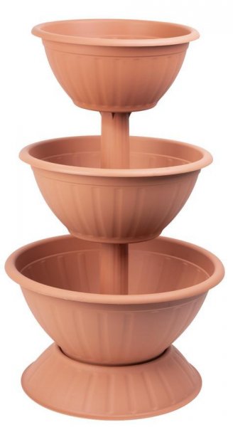 Kvetináč Strend Pro PYRAMID, trojpodlažný, 79 cm, terakota