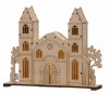 Dekorácia MagicHome Vianoce Woodeco 11275, Kostol, 3 LED, 27x5x22 cm